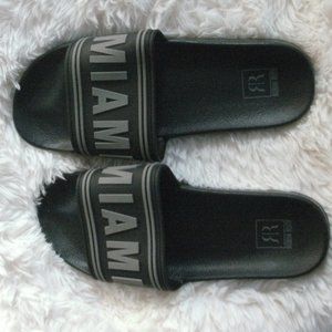 Robin Ruth Miami Black Slip On Slide Sandals Shoes size 43 US 9.5 men 11 women